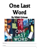 One Last Word by Nikki Grimes golden shovel poetry book study