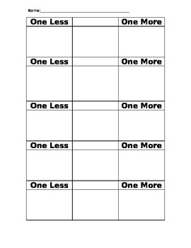 Preview of One Less, One More Worksheet - Number Sense