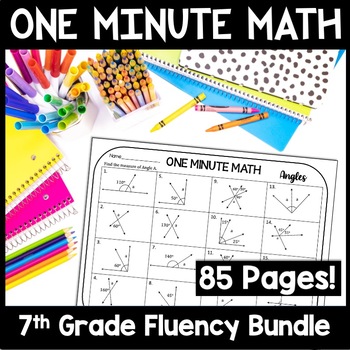 Preview of One Minute Daily Mental Math Worksheets 7th, Mad Minute Math Fact Fluency Drills