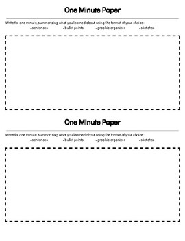 one minute essay formative assessment