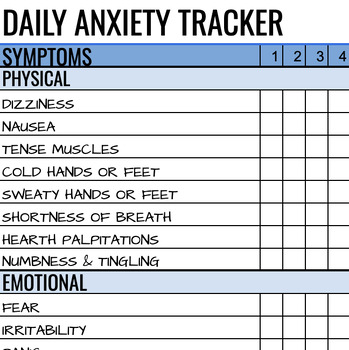 Preview of Anxiety Symptom Tracker - One Month