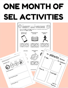 Preview of One Month of SEL Activities | Growth Mindset | Inclusion | Emotions | Rules