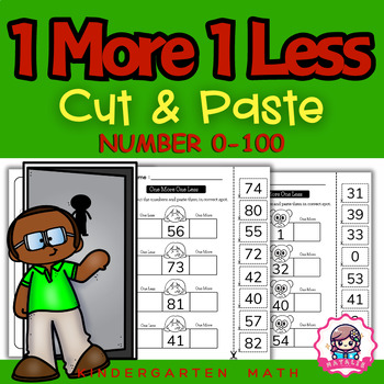 Preview of Numbers 0 to 100 : One More One Less Cut and Paste Activity Pack| Math Worksheet