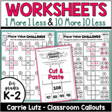 One More, One Less / Ten More, Ten Less: Numeracy Worksheets