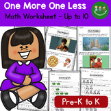 One More, One Less Up to 10 Math worksheet  for Pre-K & Ki