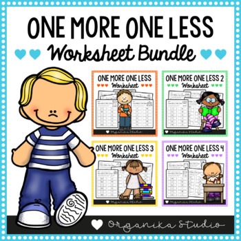 Preview of One More One Less Worksheets Bundle - Numbers 1 to 20