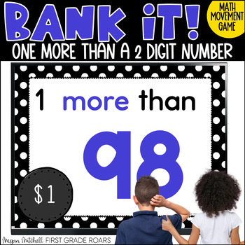 Preview of One More Than 2Digit Numbers Fact Fluency Math Movement Projectable Game Bank It