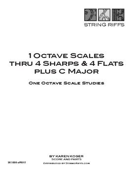 Preview of One Octave Major Scale Studies thru 4 Sharps and 4 Flats Plus C for Strings