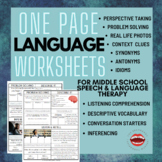 One Page 12 Goals Language Therapy Worksheets for Middle S