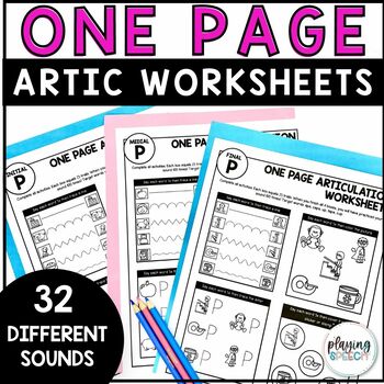 Preview of One Page Articulation Worksheets Speech Therapy Homework
