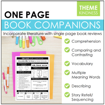 Preview of One Page Book Companions | Speech Therapy | Theme: Kindness