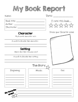 one page book report printable