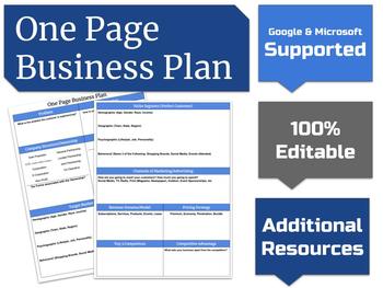 Preview of One Page Business Plan Template
