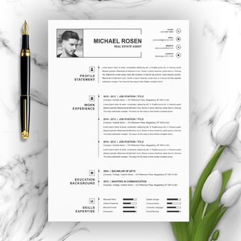 Preview of One Page Clean Resume / CV Template | Real State Agent