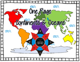 One Page Continents and Oceans Book