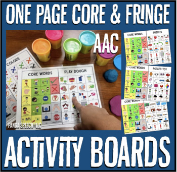 Preview of One Page Core and Fringe Activity Boards: AAC Speech Therapy