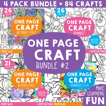 Preview of One Page Craft Bundle 2 - Alphabet, Blends, Numbers, Animals