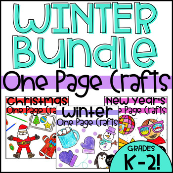 Preview of One Page Crafts Winter Bundle | Easy Crafts & Creative Writing for Winter