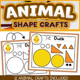One Page Cut and Paste Animal Crafts - 12 Different Crafts