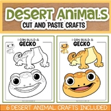 One Page Cut and Paste Desert Animals Crafts - Gecko Scorp
