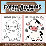 One Page Cut and Paste Farm Animal Crafts - Cow Pig Horse 