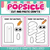 One Page Cut and Paste Popsicle Crafts - 7 Different Templ