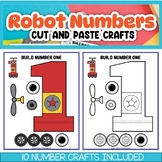One Page Cut and Paste Robot Number Crafts - 10 Different 