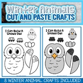 One Page Cut and Paste Winter Animals Crafts - Penguin Bea