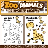 One Page Cut and Paste Zoo Animal Crafts - Giraffe Lion Hi