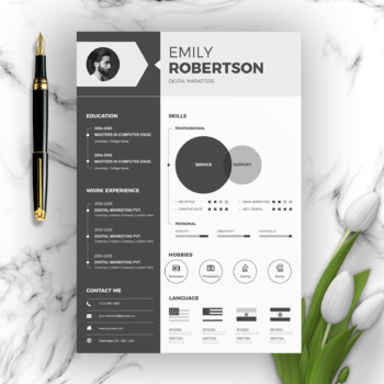 Preview of One Page Infographic Resume Template With Cover Letter