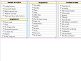 One Page List of Transition Words and Sentence Starters (P
