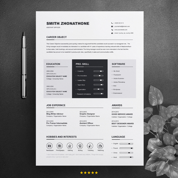 Preview of One Page Resume / CV Design Template | Clean and Professional MS Word Template