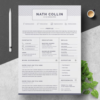 Preview of One Page Resume / CV Template | UI / UX Developer