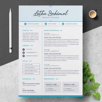Preview of One Page Resume / CV Template with Cover Letter | Product Designer