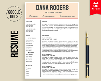 Preview of Teacher Resume Template Google Docs, One Page Teacher Resume Download