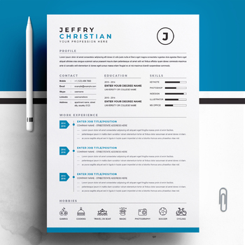 Preview of One Page Resume Template Instant Download, Cv Template Professional Resume