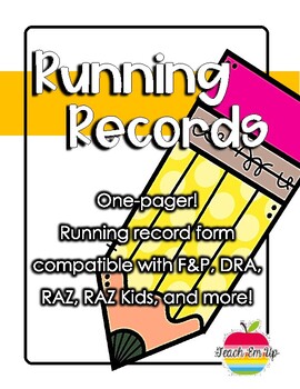 Preview of One Pagers! Running Record Form