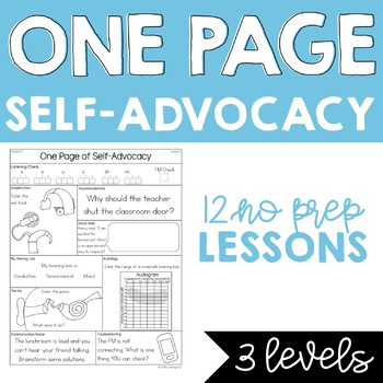 One Page Self Advocacy For No Prep Hearing Services By Listening Fun