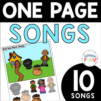 Preview of One Page Songs Print and Boom Cards