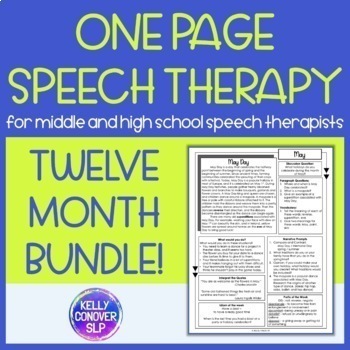 Preview of One Page Speech Therapy for Older Students - Comprehension, Vocabulary & Prompts