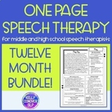 One Page Speech Therapy for Middle, Junior & High and High
