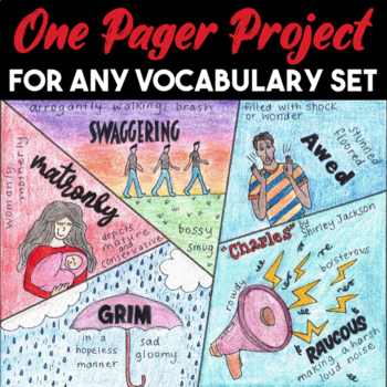 Preview of One Pager Activity for Any Set of Vocabulary Words | One-Pager Project