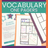 Vocabulary One-Pagers l 1 pager