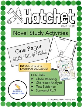 Preview of One Pager: Brian's Rite of Passage (Novel Study: Hatchet by Gary Paulsen)