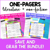 One Pager Choice Boards Bundle Literature & Non-Fiction Te
