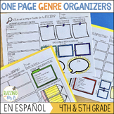 One Pager Reading Genres - Graphic Organizers in Spanish f