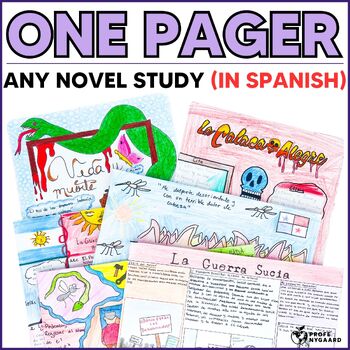 Preview of One Pager Literary Analysis - Any Novel Study (in Spanish)