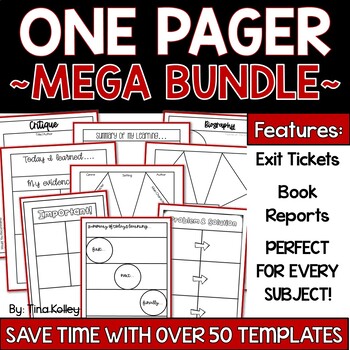 Preview of One Pager Mega Bundle - Book Reports - Exit Tickets