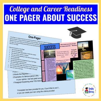 Preview of One Pager Project About Success l College and Career Readiness Project 