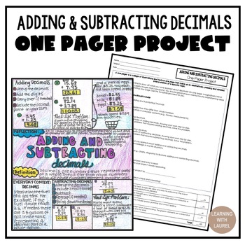 Preview of One Pager Project- Adding & Subtracting Decimals